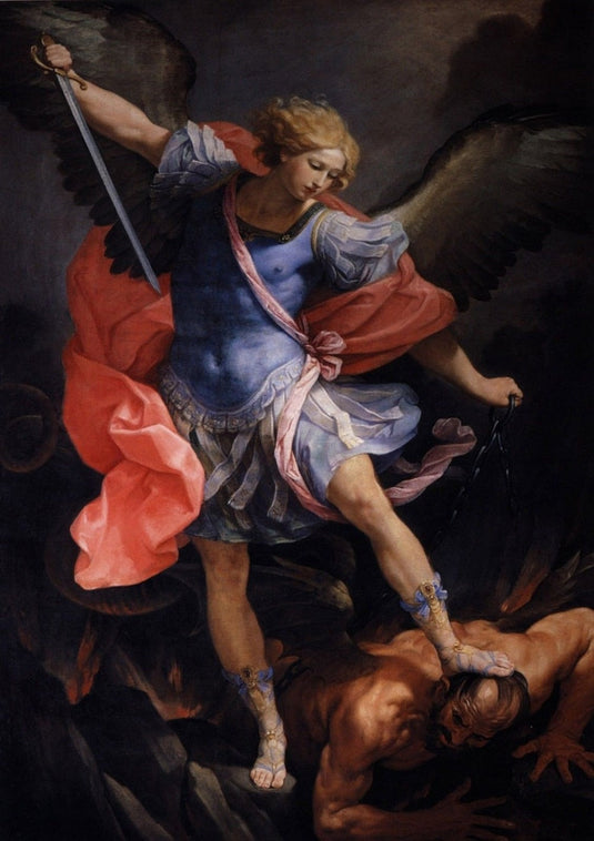 Guido Reni: The Archangel Michael Defeating Satan Canvas Wall Art-GraffitiWallArt