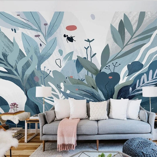 Hand-painted Plants Wallpaper for Home Wall Decor-GraffitiWallArt