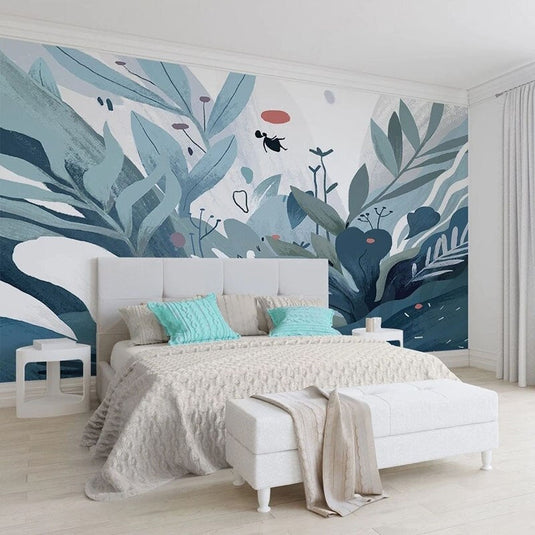 Hand-painted Plants Wallpaper for Home Wall Decor-GraffitiWallArt