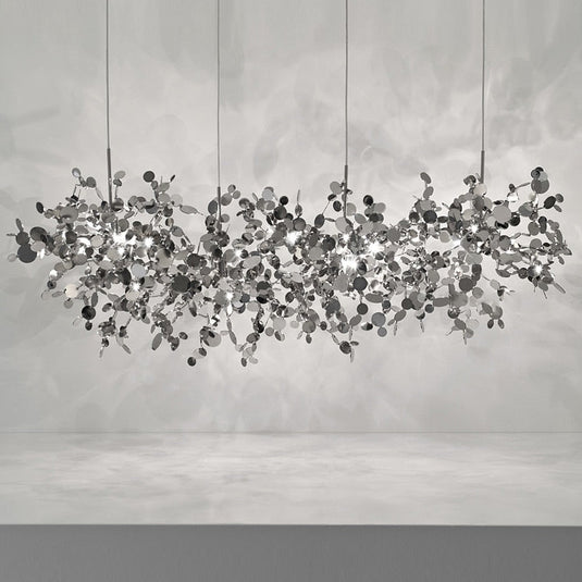 Handmade Stainless Steel Leaf Chandelier Lamp for Living Room/Bedroom Home Decor Lighting-GraffitiWallArt