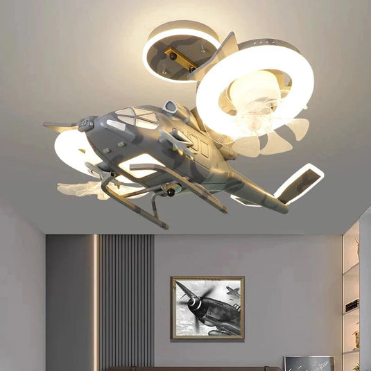 Helicopter with 2 fans Rotatable Kids Ceiling Light-GraffitiWallArt