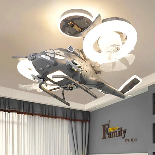 Helicopter with 2 fans Rotatable Kids Ceiling Light-GraffitiWallArt