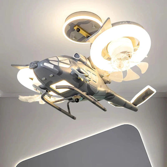 Helicopter with 2 fans Rotatable Kids Ceiling Light-GraffitiWallArt