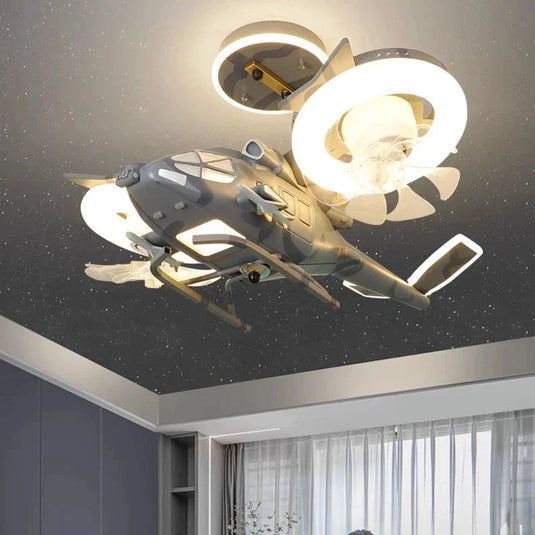 Helicopter with 2 fans Rotatable Kids Ceiling Light-GraffitiWallArt