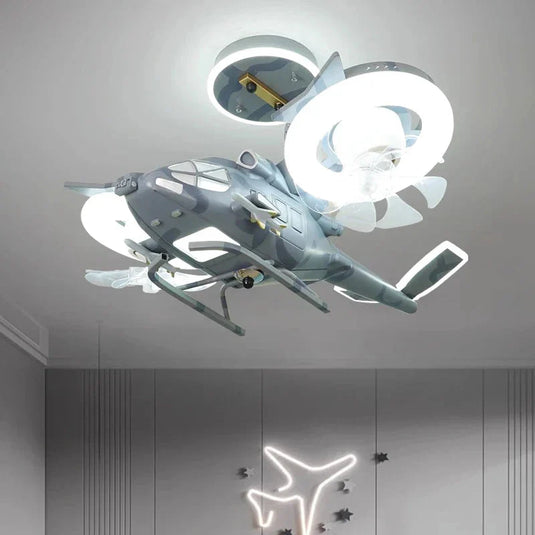 Helicopter with 2 fans Rotatable Kids Ceiling Light-GraffitiWallArt