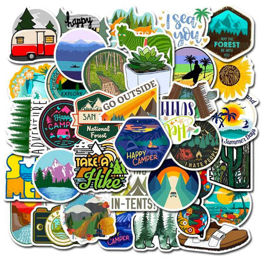 Hiking Camping Stickers Pack: Explore the Outdoors-GraffitiWallArt