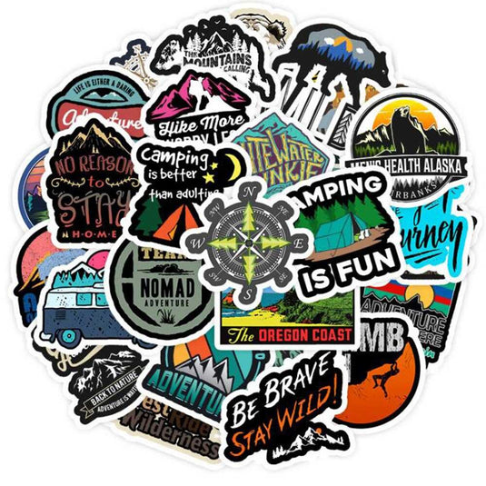 Hiking Camping Stickers Pack: Explore the Outdoors-GraffitiWallArt