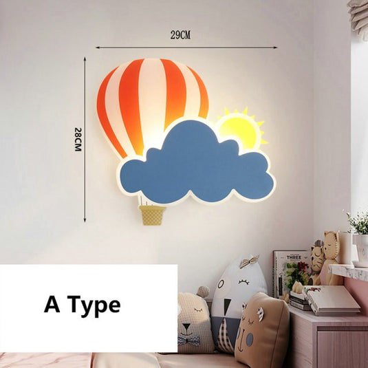 Hot Air Balloon Cloud Wall Light | Kids Room Hot Air Balloon Cloud Wall Light-GraffitiWallArt