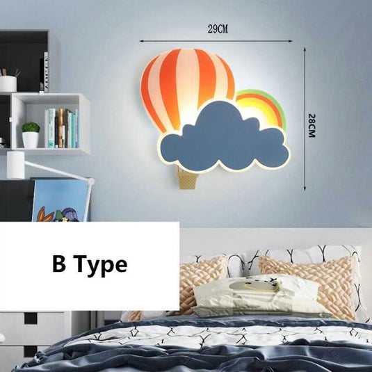 Hot Air Balloon Cloud Wall Light | Kids Room Hot Air Balloon Cloud Wall Light-GraffitiWallArt