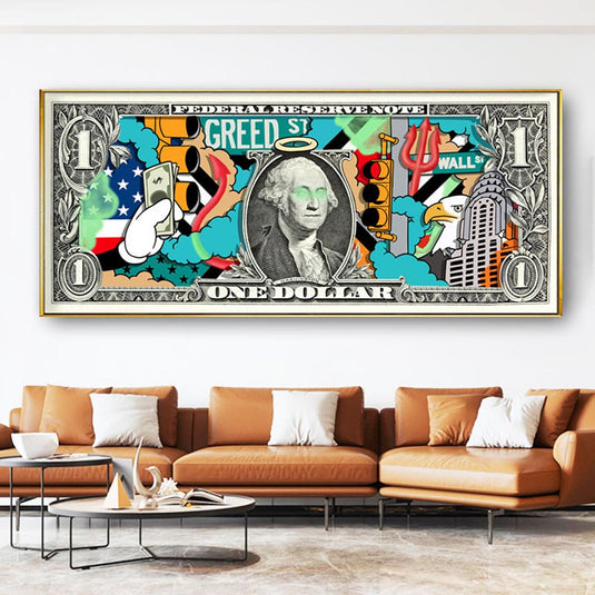 Hundred Dollar Money Canvas Wall Art-GraffitiWallArt