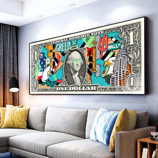 Hundred Dollar Money Canvas Wall Art-GraffitiWallArt