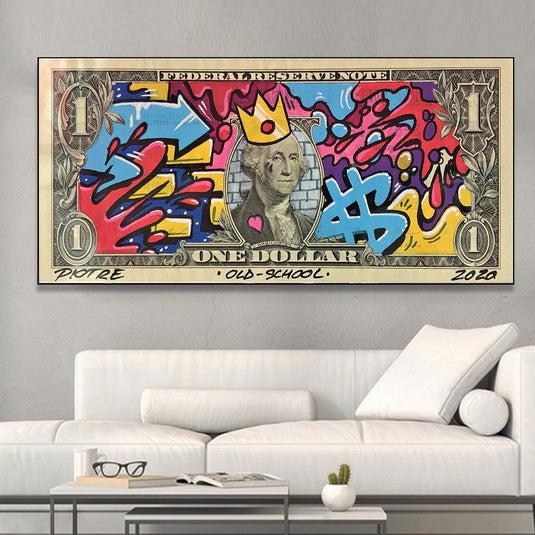 Hundred Dollar Money Canvas Wall Art-GraffitiWallArt