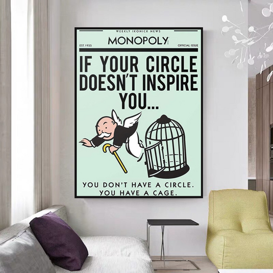 If Your Circle Doesn‚Äôt Inspire You: Monopoly Canvas Wall Art-GraffitiWallArt