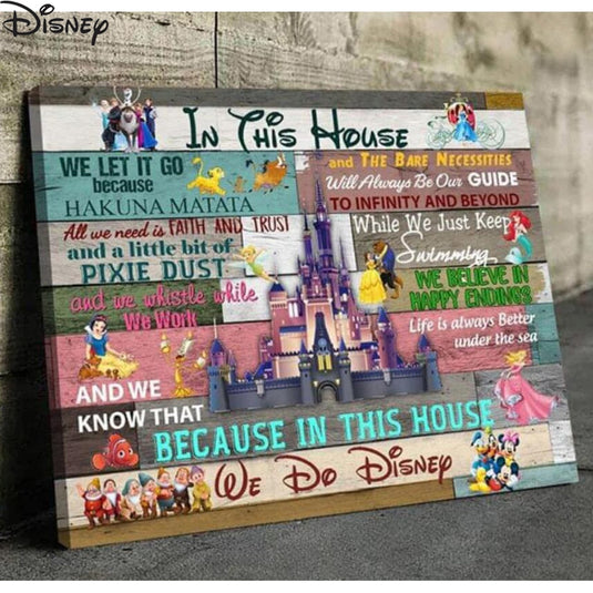 In This House Disney Castle Wall Art Poster-GraffitiWallArt