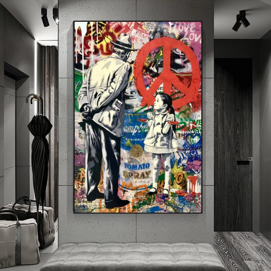 Inspirational Street Art: Banksy Peace Canvas Art-GraffitiWallArt