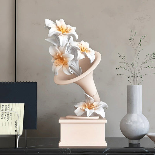 Interior Home Decoration Flower Statue Ornament-GraffitiWallArt