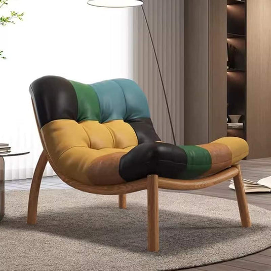 Italian Cow Leather Designer Lazy Chair-GraffitiWallArt