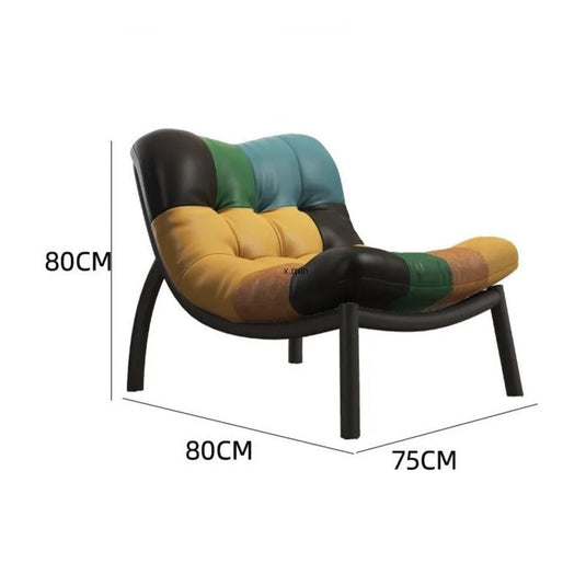 Italian Cow Leather Designer Lazy Chair-GraffitiWallArt