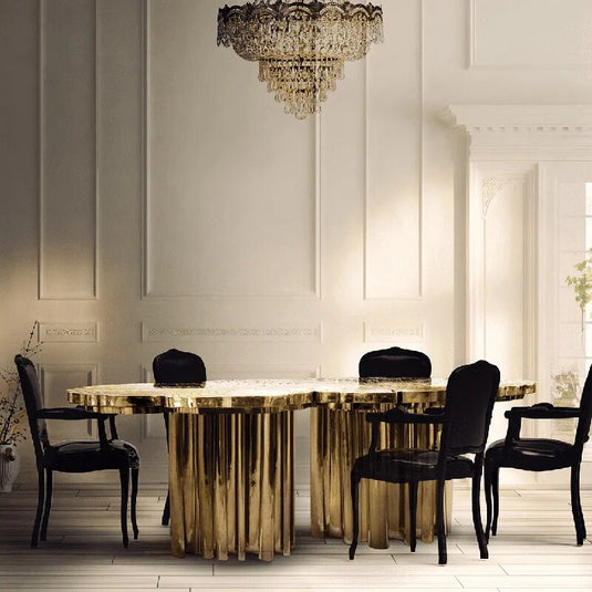 Italian Light Luxury Brass Dining Table-GraffitiWallArt