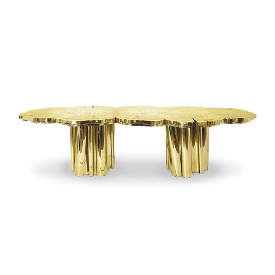 Italian Light Luxury Brass Dining Table-GraffitiWallArt