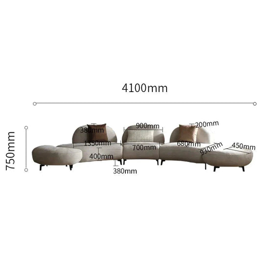 Italian Retro Style Arc Combination Sofa Set-GraffitiWallArt