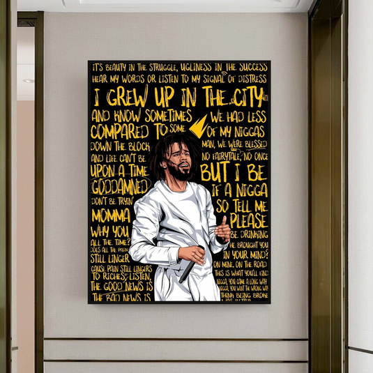 J Cole Singer Rapper Canvas Wall Art-GraffitiWallArt