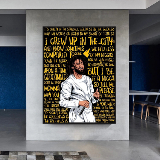 J Cole Singer Rapper Canvas Wall Art-GraffitiWallArt