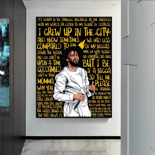 J Cole Singer Rapper Canvas Wall Art-GraffitiWallArt