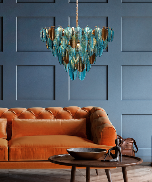 K9 Crystal Leaf Chandelier: Exquisite Lighting Fixture-GraffitiWallArt