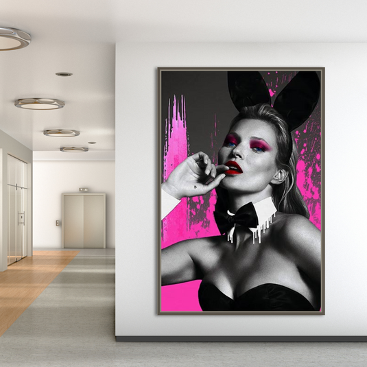 Kate Moss Bunny Girl Model Paris Canvas Wall Art-GraffitiWallArt