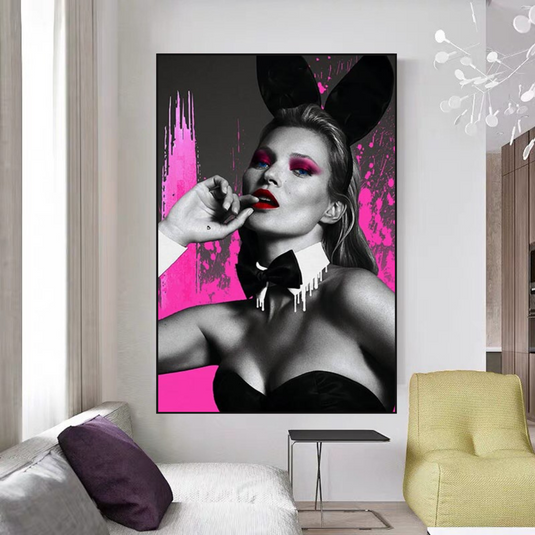 Kate Moss Bunny Girl Model Paris Canvas Wall Art-GraffitiWallArt