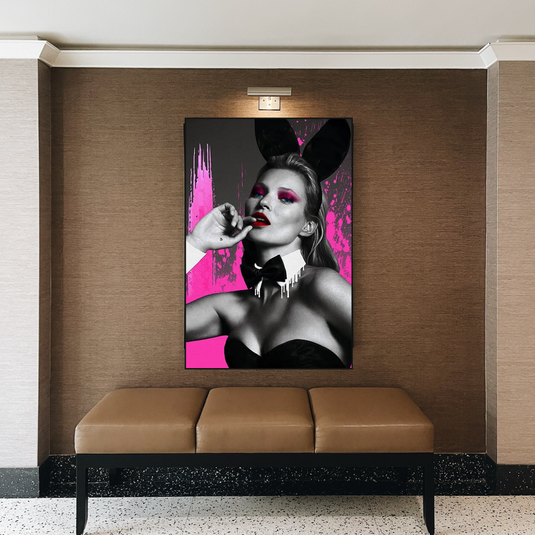 Kate Moss Bunny Girl Model Paris Canvas Wall Art-GraffitiWallArt