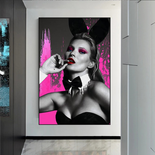 Kate Moss Bunny Girl Model Paris Canvas Wall Art-GraffitiWallArt