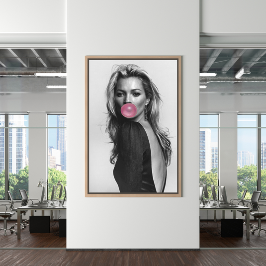 Kate Moss Fashion Model Chewing Gum Canvas Wall Art-GraffitiWallArt