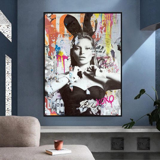 Kate Moss Graffiti Canvas Wall Art-GraffitiWallArt