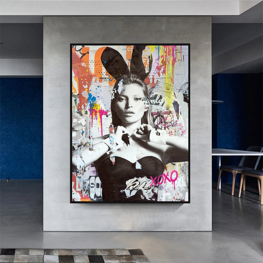 Kate Moss Graffiti Canvas Wall Art-GraffitiWallArt