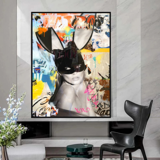 Kate Moss Graffiti Canvas Wall Art-GraffitiWallArt