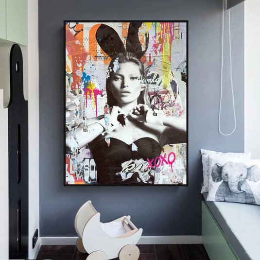 Kate Moss Graffiti Canvas Wall Art-GraffitiWallArt