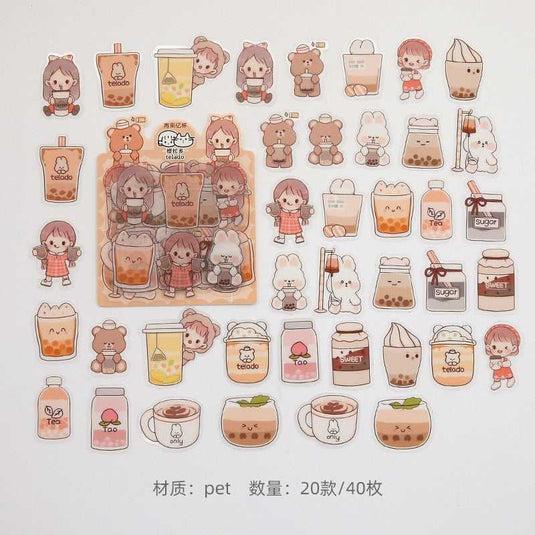 Kawaii Sticker Set - Girl Cartoon Designs-GraffitiWallArt