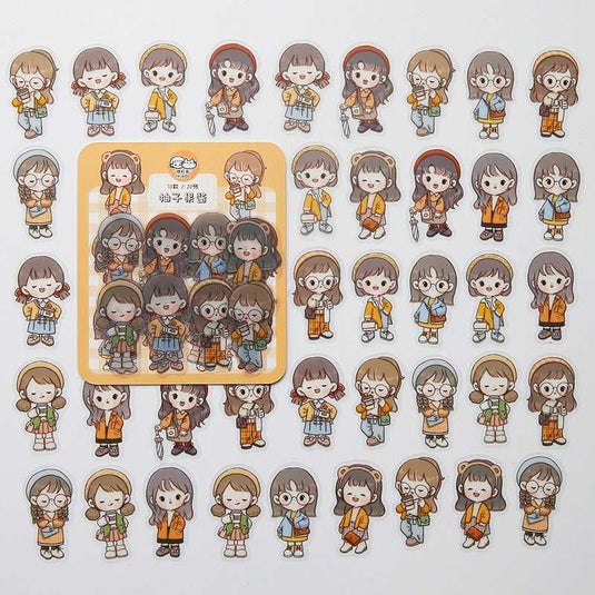 Kawaii Sticker Set - Girl Cartoon Designs-GraffitiWallArt