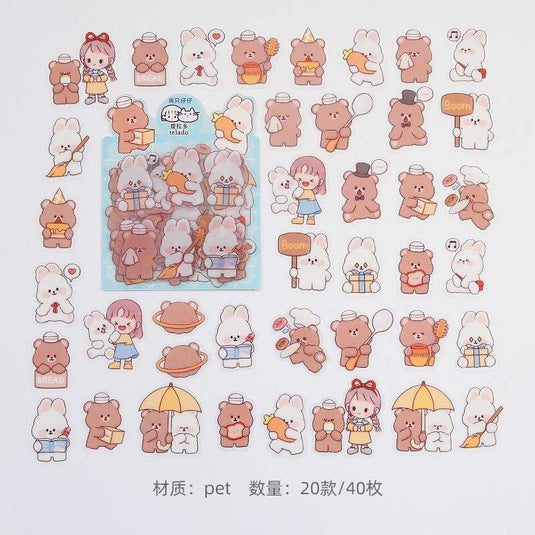 Kawaii Sticker Set - Girl Cartoon Designs-GraffitiWallArt