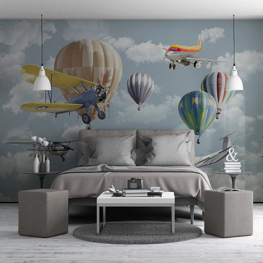 Kids Air Balloon Wallpaper - Create an Enchanting Space-GraffitiWallArt