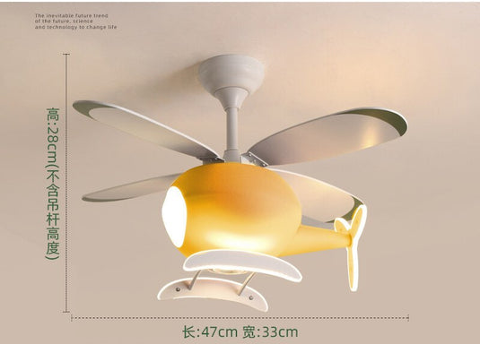 Kids' Nursery Helicopter Ceiling Light with Fan-GraffitiWallArt