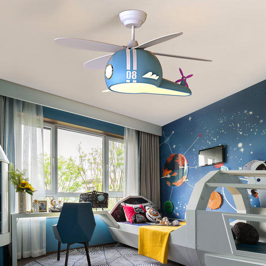 Kids Room Helicopter Ceiling Fan with Light - Art Deco Style-GraffitiWallArt