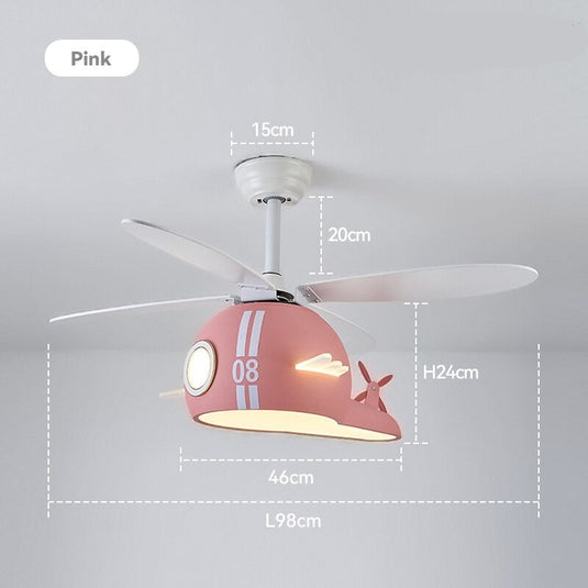 Kids Room Helicopter Ceiling Fan with Light - Art Deco Style-GraffitiWallArt