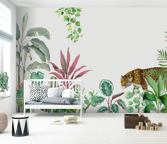 Kids Room Jungle Scene Wallpaper Murals-GraffitiWallArt