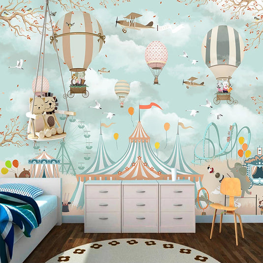 Kids Room Wall Decor - Animals Circus Wallpaper-GraffitiWallArt