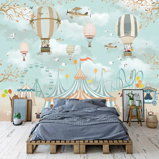 Kids Room Wall Decor - Animals Circus Wallpaper-GraffitiWallArt