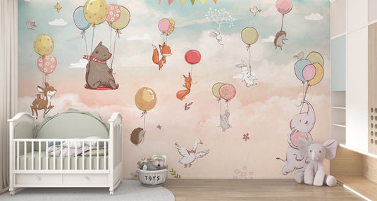 Kids Room Wallpaper Mural - Lets Fly Together-GraffitiWallArt