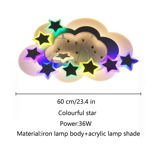 Kids Stars Clouds Ceiling Light | Kids Room Decor Lights-GraffitiWallArt